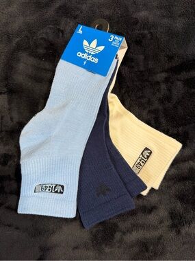 adidas 3-Pack Men’s Crew Socks - Light Blue, Navy, Cream